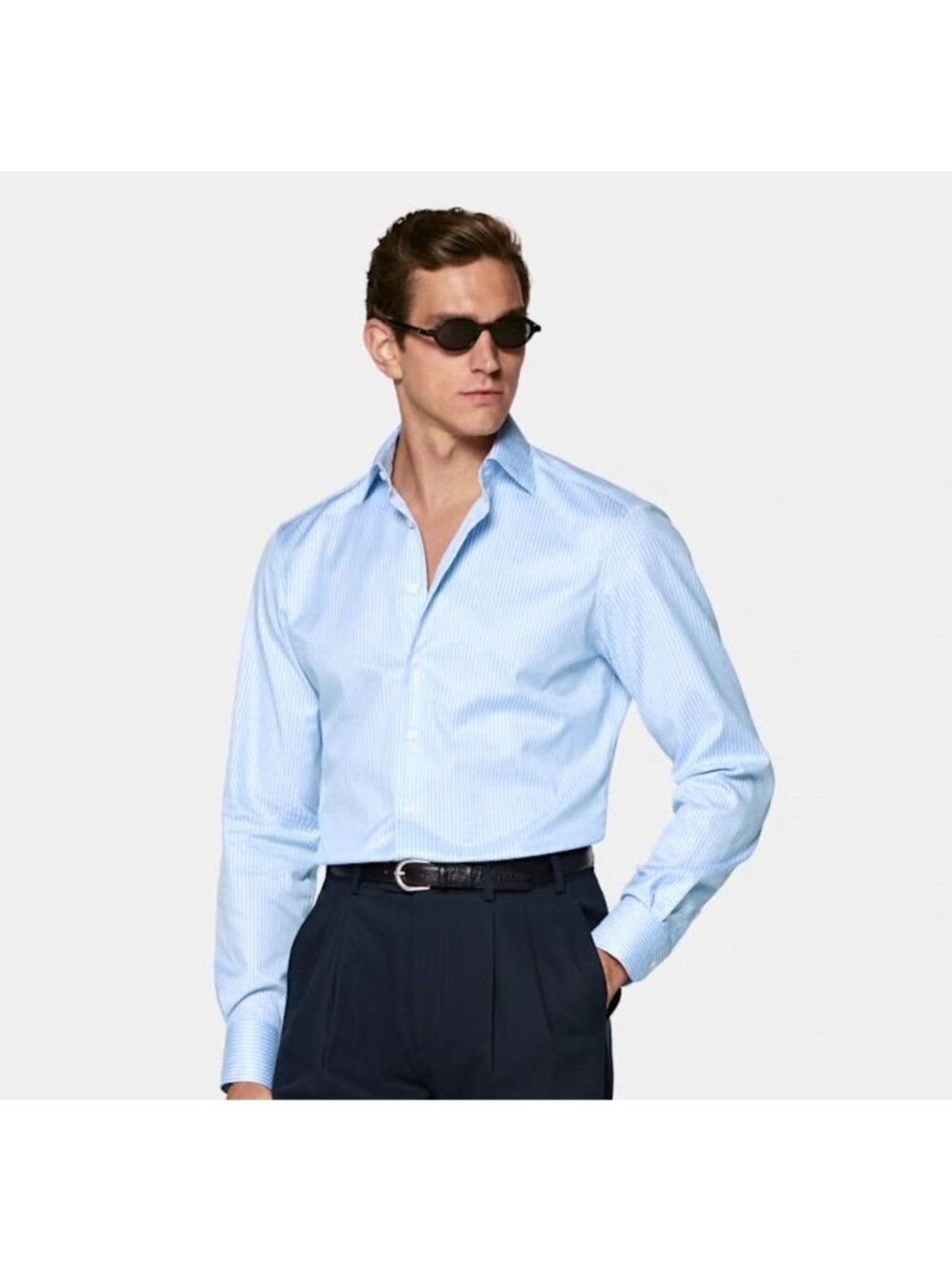 Suitsupply Traveller Dress Shirt Blue Striped Men’s Size 42/16.5